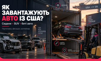 Как грузят разные типы авто для транспортировки из США в Украину